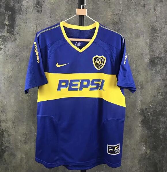 2003-04 Boca Juniors Retro Home Kit Soccer Jersey